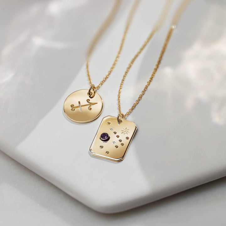 14K Gold Zodiac Constellation Pendant With Diamonds