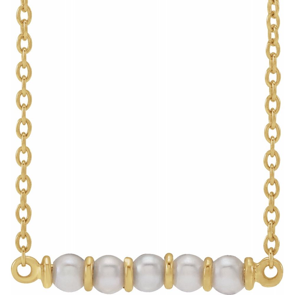 14k Gold Freshwater Pearl Bar Necklace