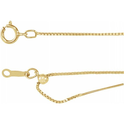 14k Gold Adjustable Threader Box Chain, 6-8" Bracelet