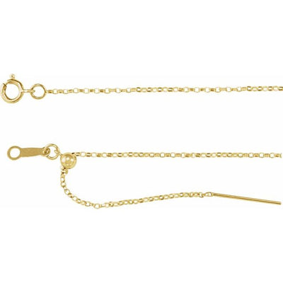 14k Gold Adjustable Threader Rolo Chain, 16-22" Necklace