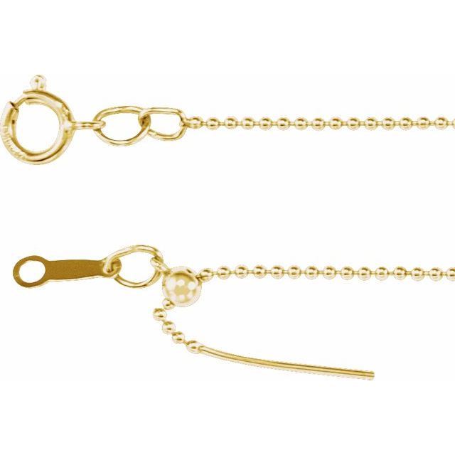 14k Gold 1 mm Adjustable Threader Bead 16-22" Chain