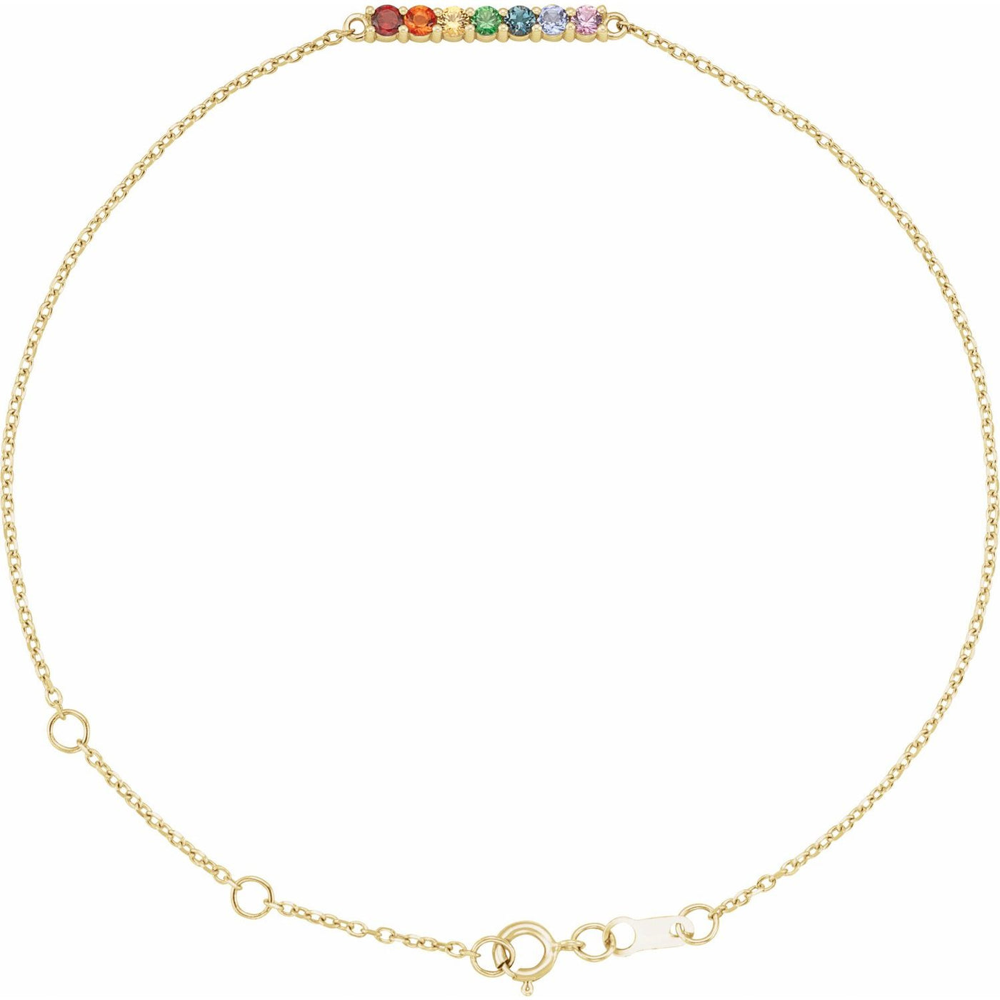 14k Rainbow Gemstone Bar Bracelet