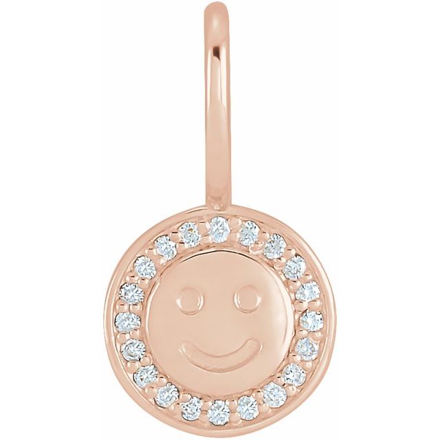 14K Gold Natural Diamond Smiley Face Charm/Pendant