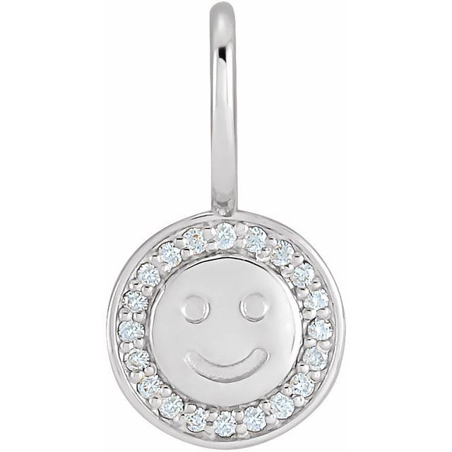 Sterling Silver Natural Diamond Smiley Face Charm