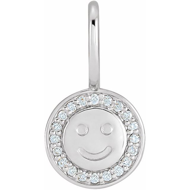 Sterling Silver Natural Diamond Smiley Face Charm