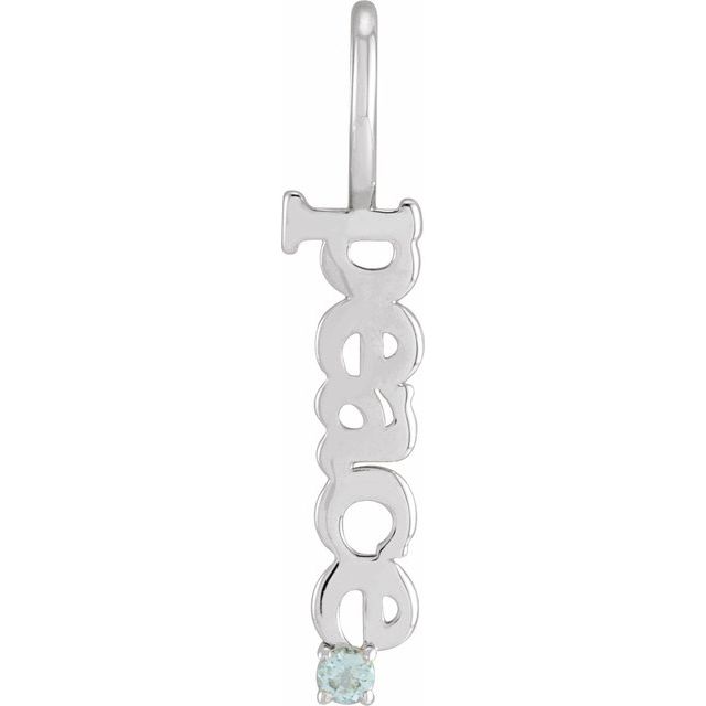 14K Gold Aquamarine Peace Pendant Charm