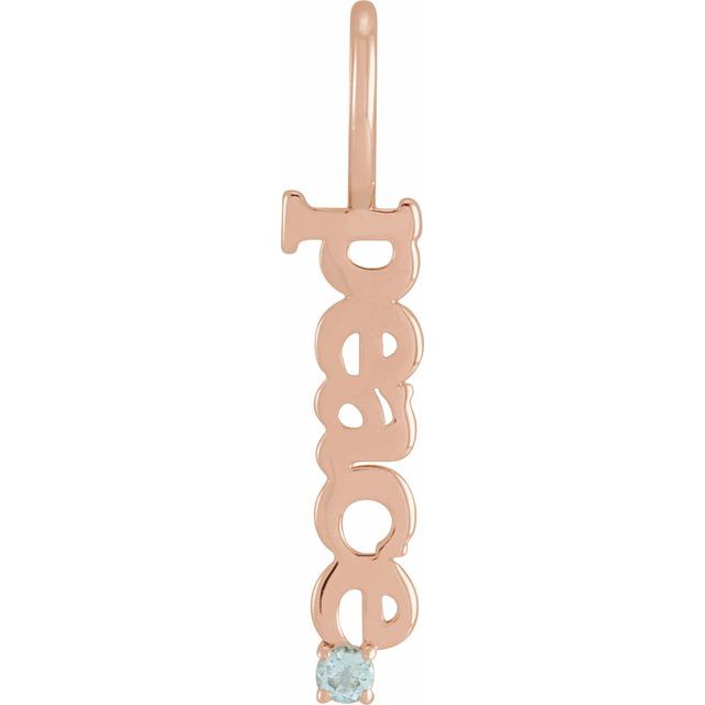 14K Gold Aquamarine Peace Pendant Charm