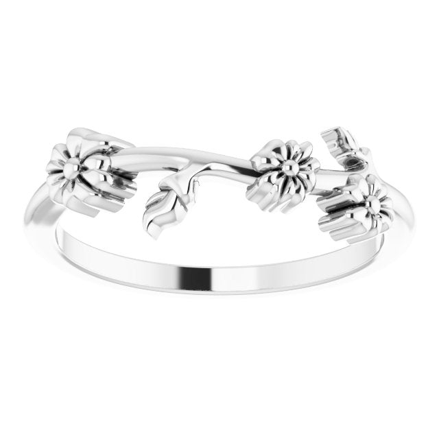 Sterling Silver Floral-Inspired Stackable Ring