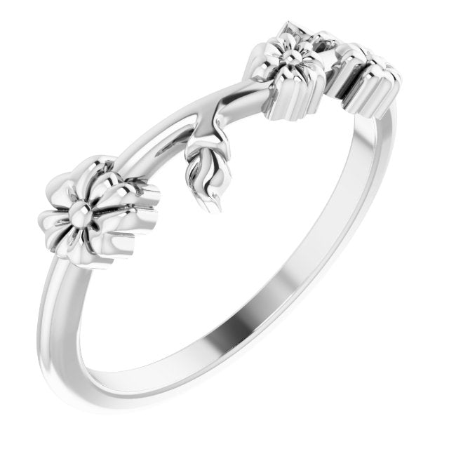 Sterling Silver Floral-Inspired Stackable Ring