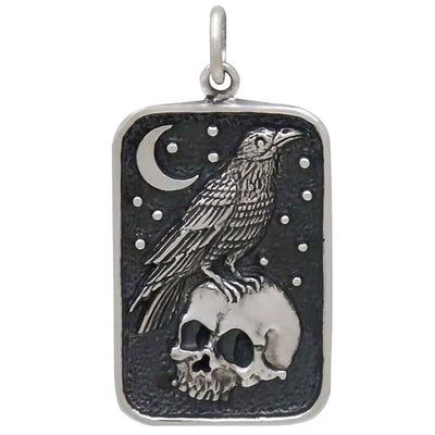 Sterling Silver Raven, Moon & Skull Talisman