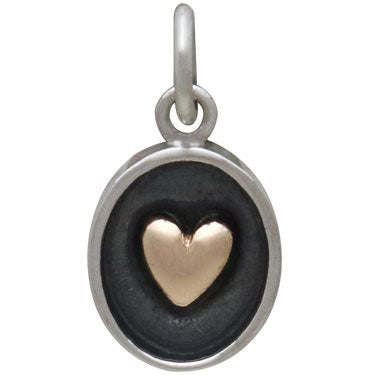 Sterling Silver & Bronze Heart Charm