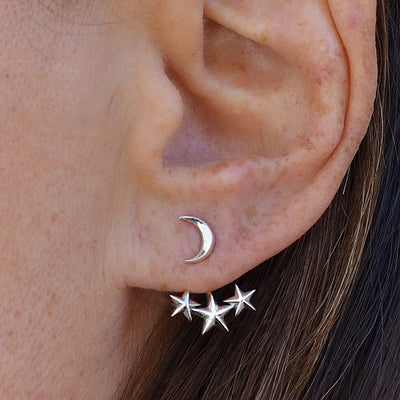 Sterling Silver Moon & Stars Earrings