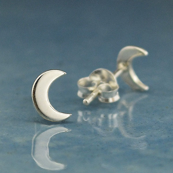 Sterling Silver Crescent Moon Post Earrings 7x5mm