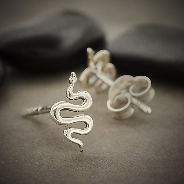 Sterling Silver Snake Post Earrings 9x5mm