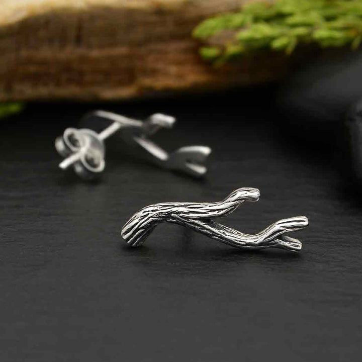 Sterling Silver Branch Post Earrings 13x12mm