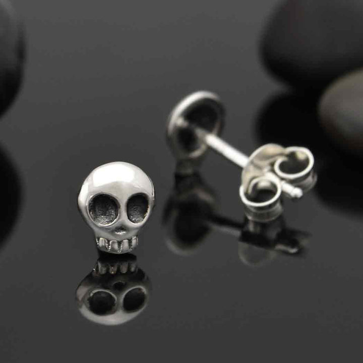 Sterling Silver Dainty Skull Studs