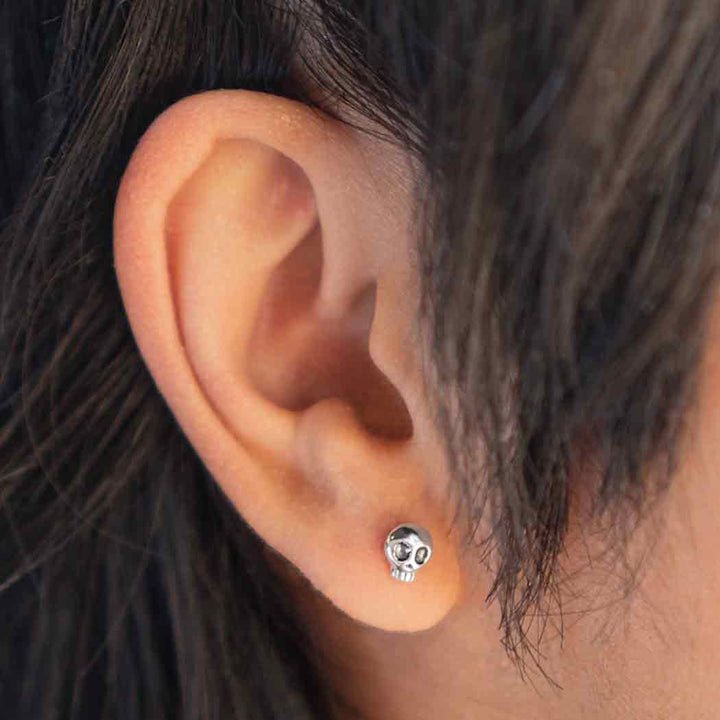 Sterling Silver Dainty Skull Studs