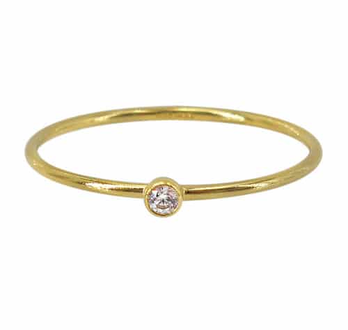 14KGF 1mm stacking ring with cubic zirconia