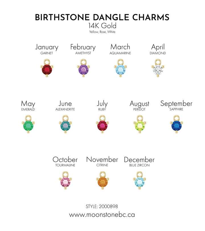 14k Gold Birthstone Dangle