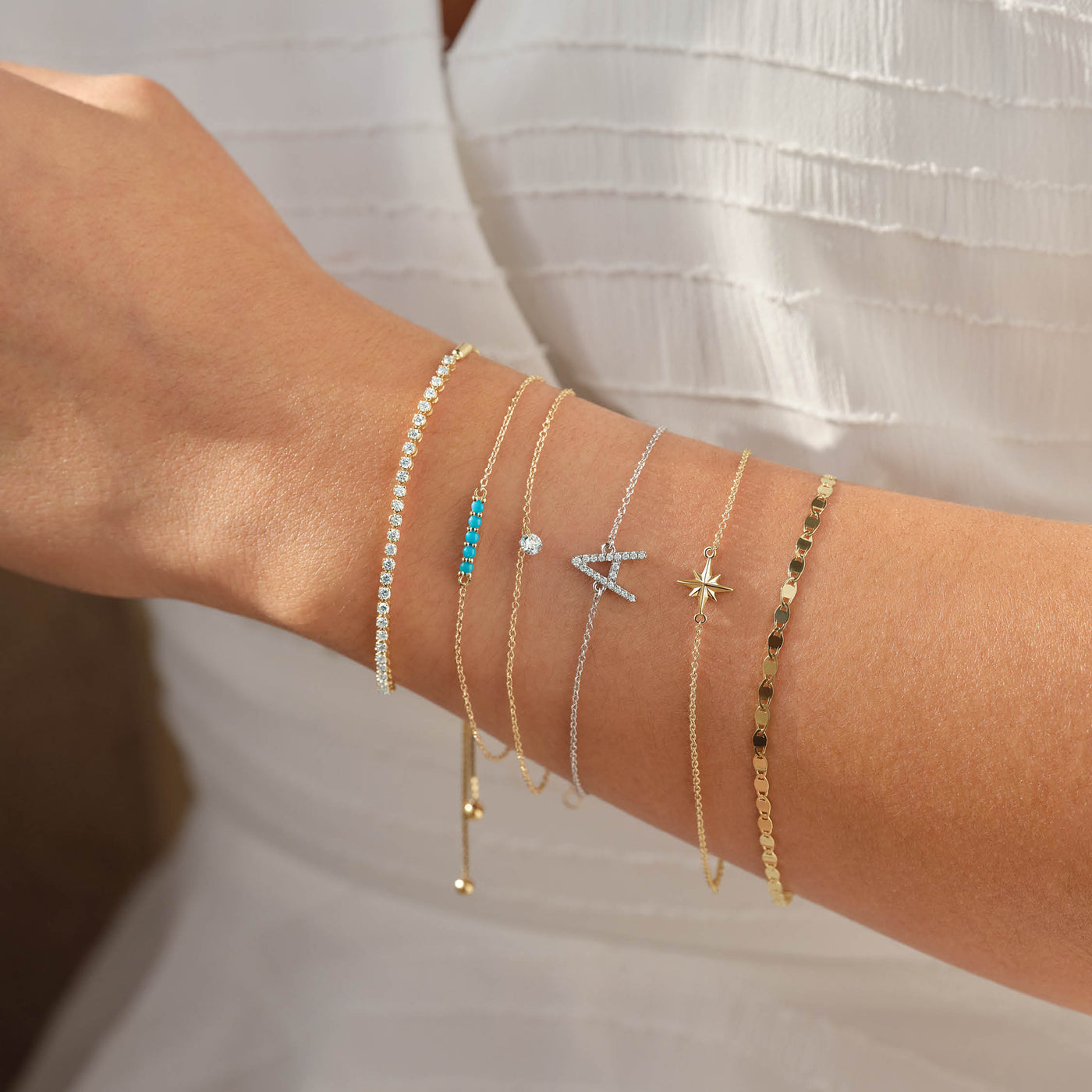 14k Gold Natural Turquoise Bar Bracelet