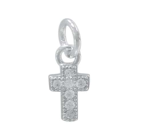 Sterling Silver and CZ Cross Charm