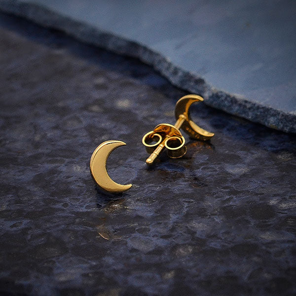 Sterling Silver Crescent Moon Post Earrings 7x5mm