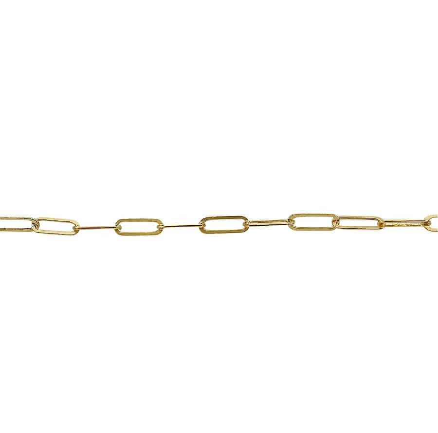 14K Gold Filled 2x5.5mm Elongated Flat Link Paperclip Chain - Infinity Bracelet