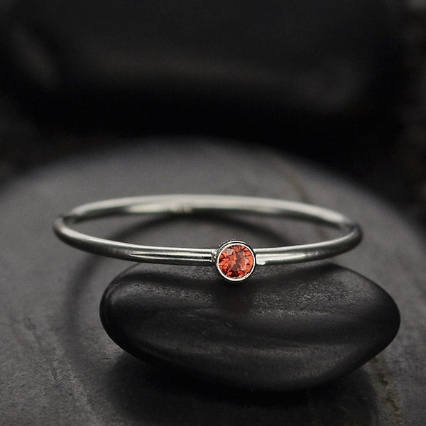 Sterling Silver & CZ Birthstone Stacking Ring