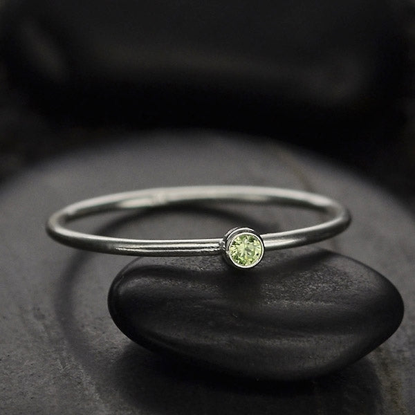 Sterling Silver & CZ Birthstone Stacking Ring