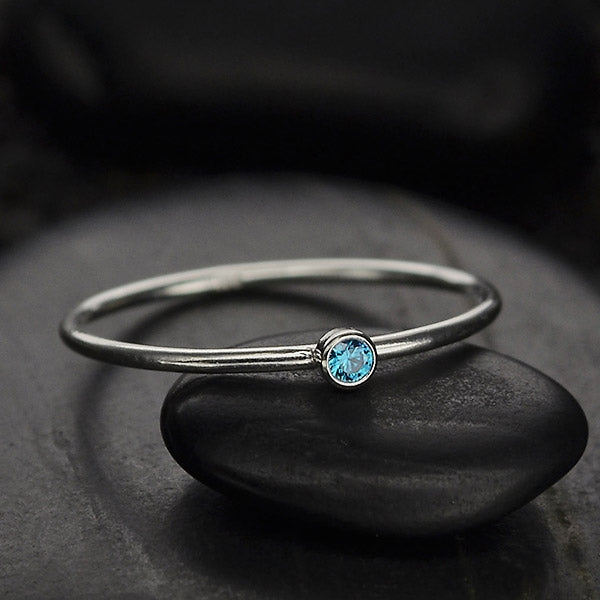 Sterling Silver & CZ Birthstone Stacking Ring