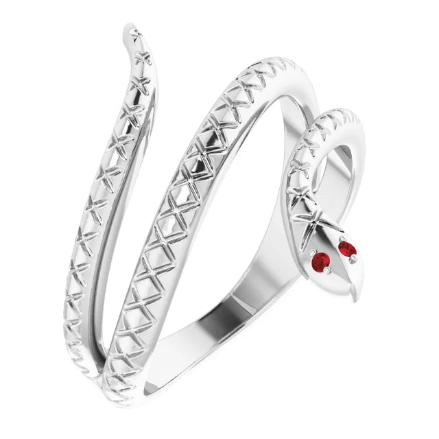 Sterling Silver Mozambique Garnet Snake Ring