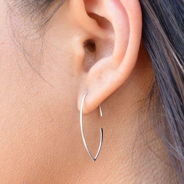 Sterling Silver Ear Wire - Petal Earrings 31x13mm