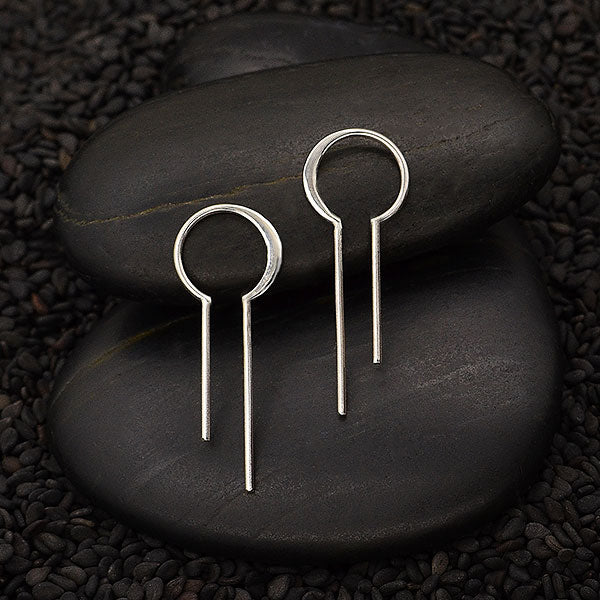 Sterling Silver Bulb Earring with Vertical Bars 30x11mm