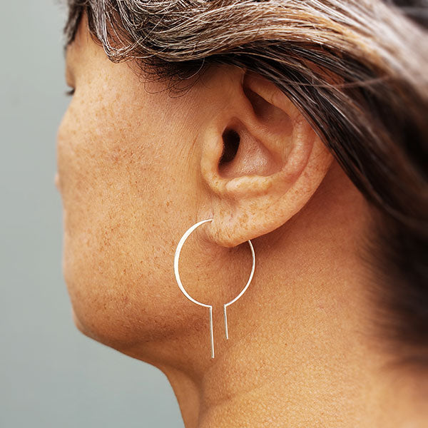 Sterling Silver Bulb Hoop & Bar Earrings