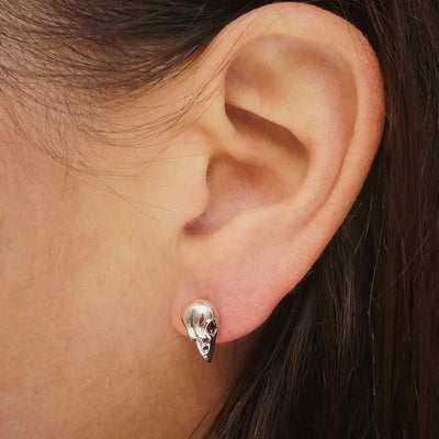Sterling Silver Sparrow Skull Post Earrings 12x7mm