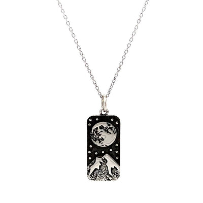 Sterling Silver Moon & Mountain Charm