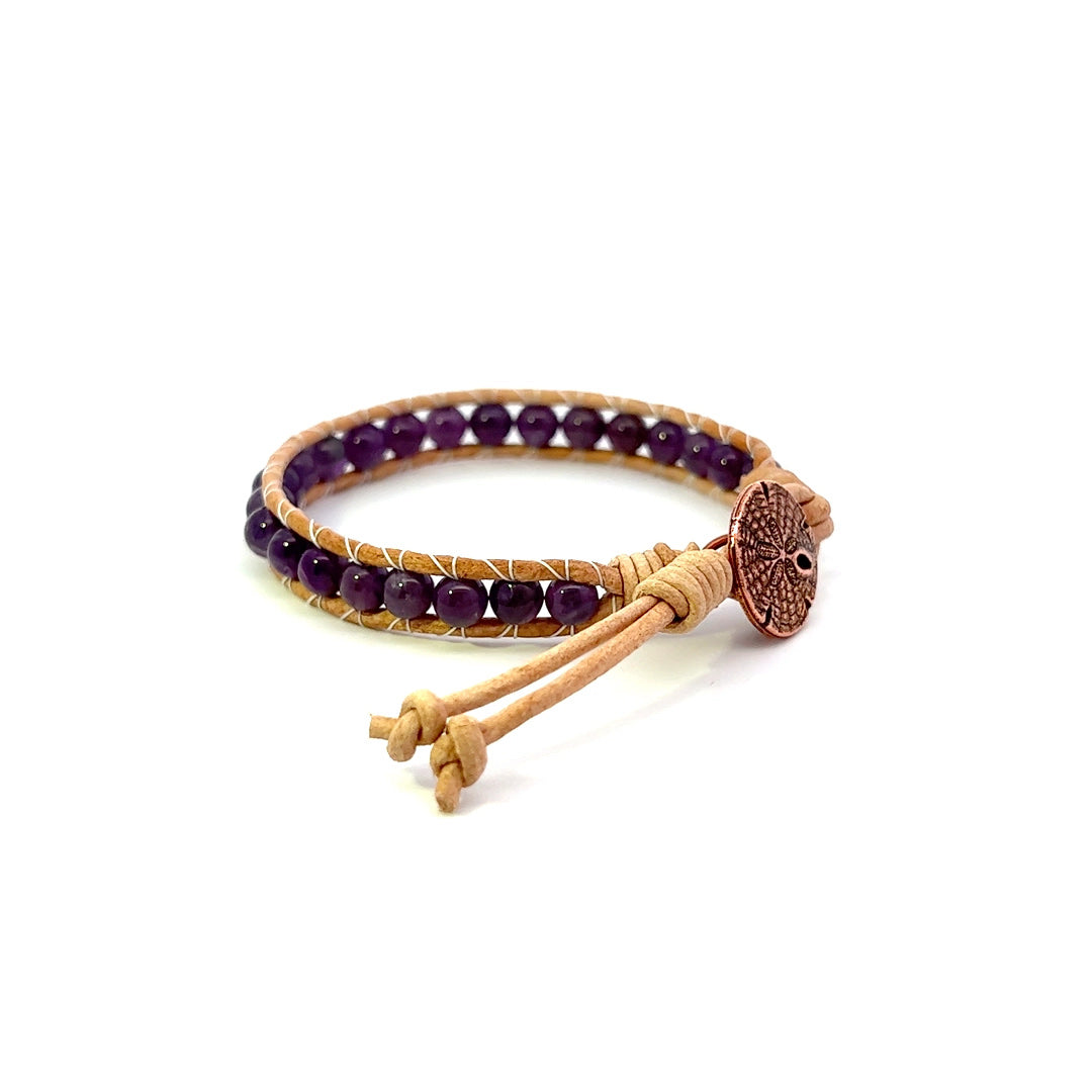 Amethyst Leather Wrap Bracelet