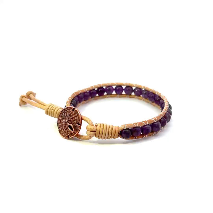 Amethyst Leather Wrap Bracelet