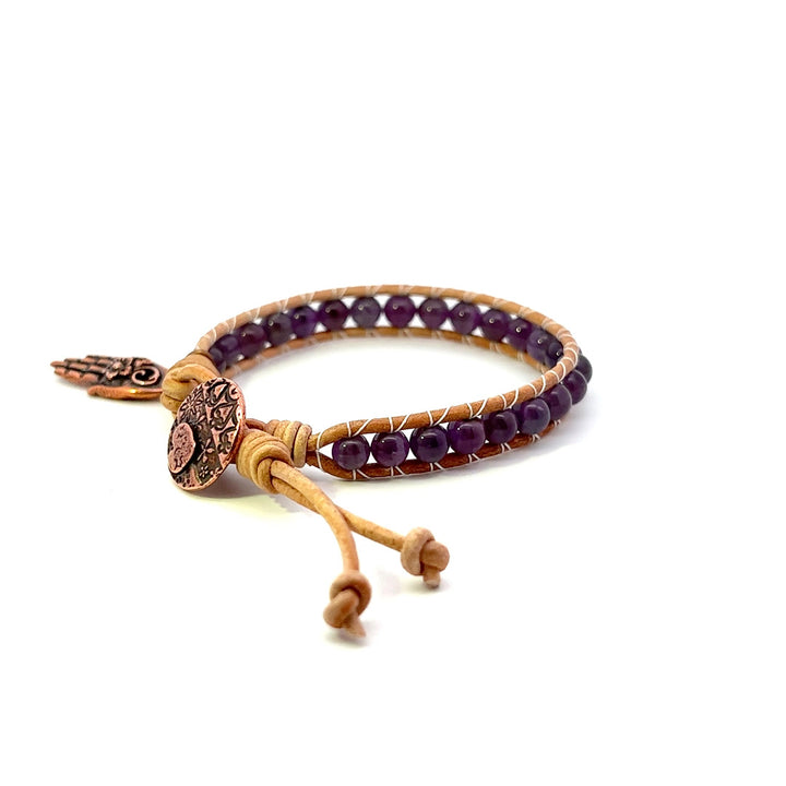 Amethyst Leather Wrap Bracelet