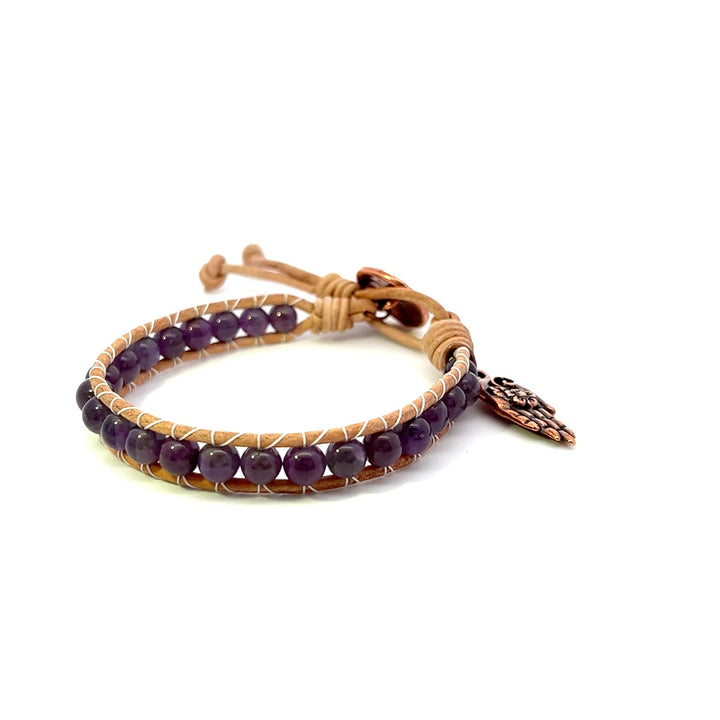 Amethyst Leather Wrap Bracelet