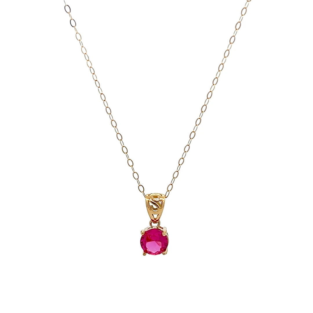 14k Lab-Grown Ruby Pendant Necklace