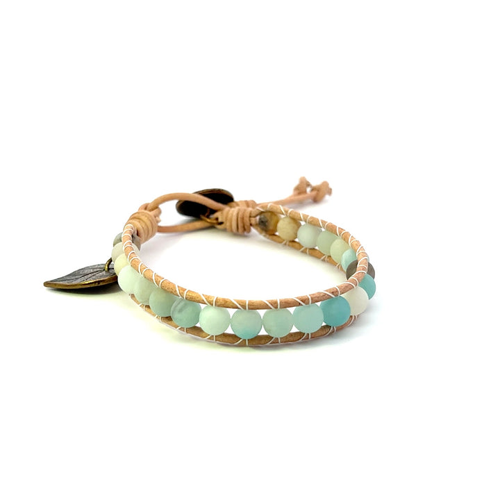 Amazonite Leather Wrap Bracelet