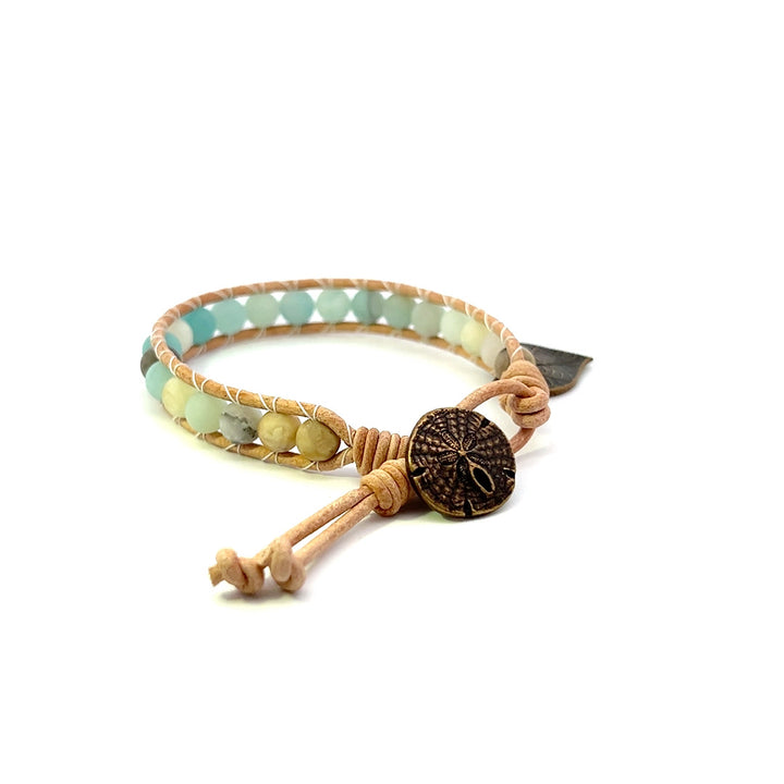 Amazonite Leather Wrap Bracelet