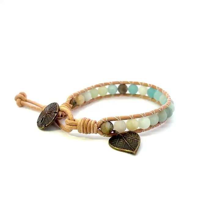 Amazonite Leather Wrap Bracelet