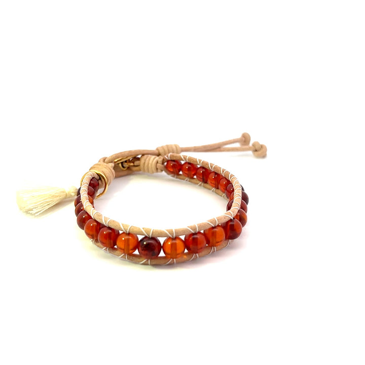 Amber Leather Wrap Bracelet