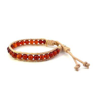 Amber Leather Wrap Bracelet