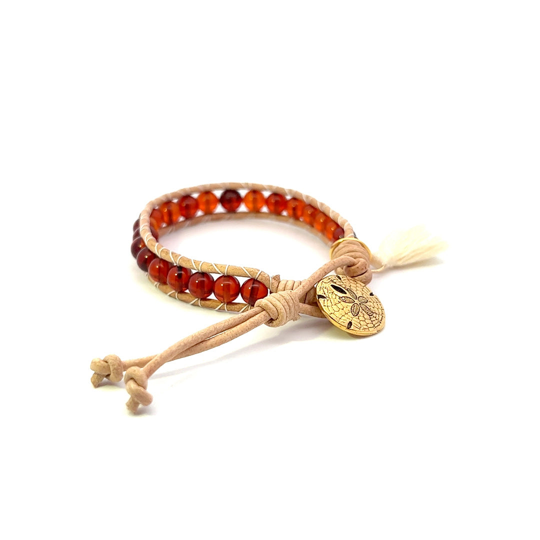 Amber Leather Wrap Bracelet