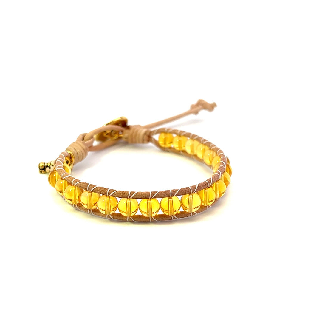 Citrine Leather Wrap Bracelet