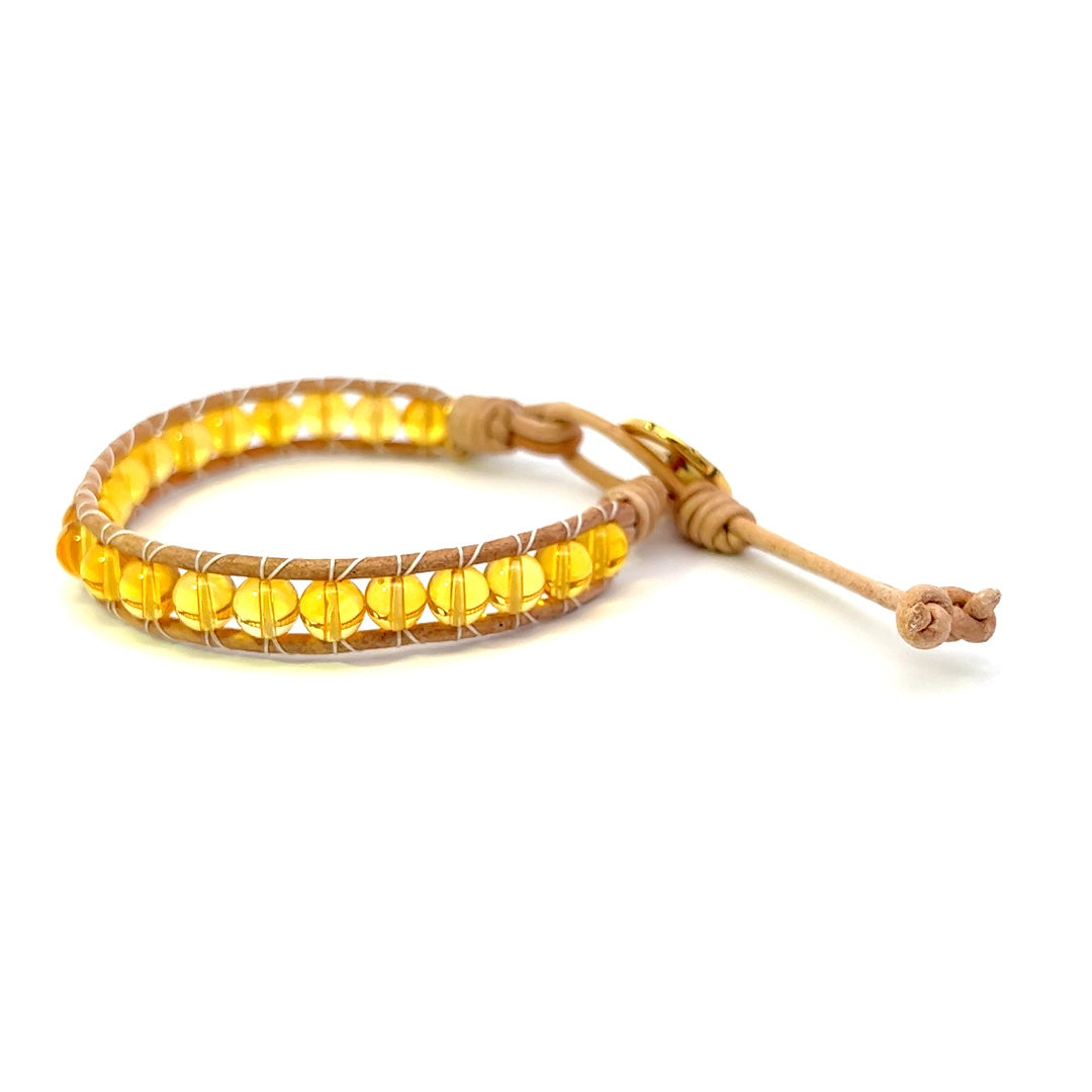 Citrine Leather Wrap Bracelet