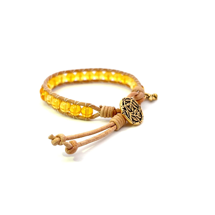 Citrine Leather Wrap Bracelet